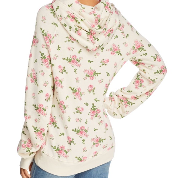 Pam & Gela Floral Print Hooded Sweatshirt size P / XS - Picture 3 of 11